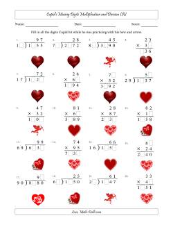 Cupid's Missing Digits Multiplication and Division (Harder Version)