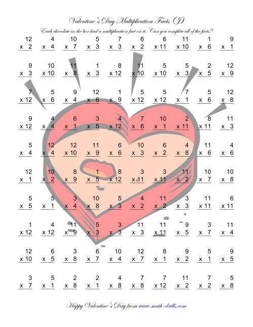 The Multiplication Facts to 144 (J) Math Worksheet
