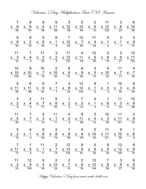 The Multiplication Facts to 144 (N) Math Worksheet Page 2
