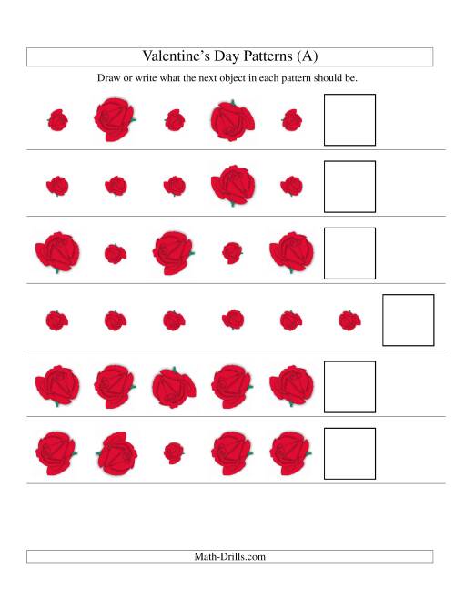 The Two-Attribute Patterns (Size and Rotation) Featuring Roses (A) Math Worksheet