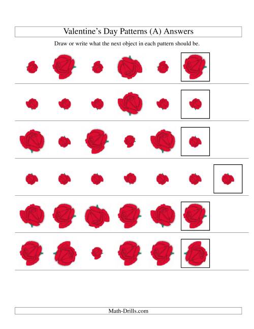 The Two-Attribute Patterns (Size and Rotation) Featuring Roses (A) Math Worksheet Page 2
