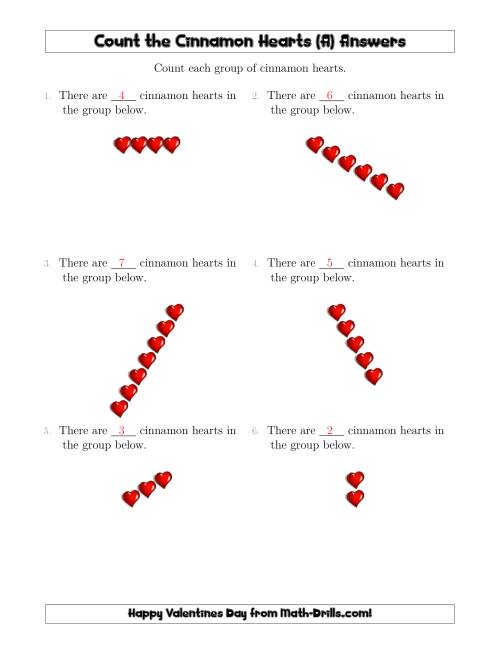 The Counting Cinnamon Hearts in Linear Arrangements (A) Math Worksheet Page 2