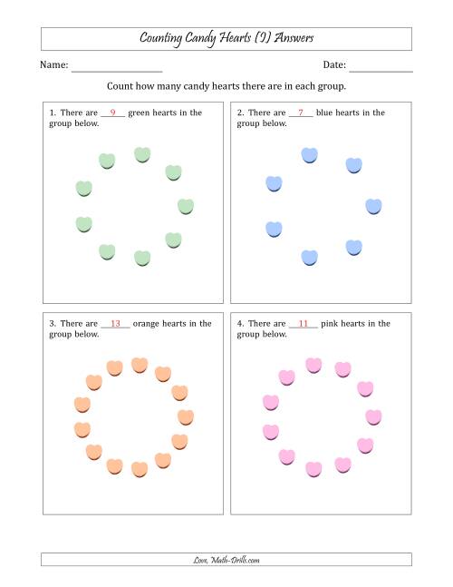 The Counting Candy Hearts in Circular Arrangements (I) Math Worksheet Page 2