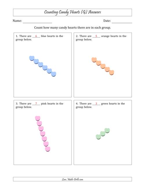 The Counting Candy Hearts in Rotated Linear Arrangements (G) Math Worksheet Page 2