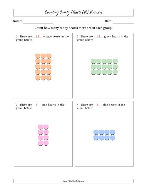 The Counting Candy Hearts in Rectangular Arrangements (Maximum Dimension 5) (A) Math Worksheet Page 2