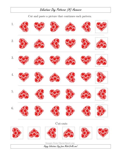 The Valentines Day Picture Patterns with Rotation Attribute Only (A) Math Worksheet Page 2